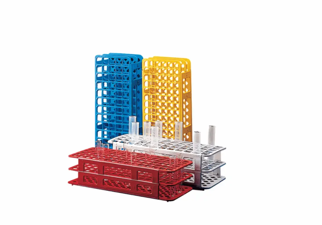Blue plastic 15 mL tube rack clamp